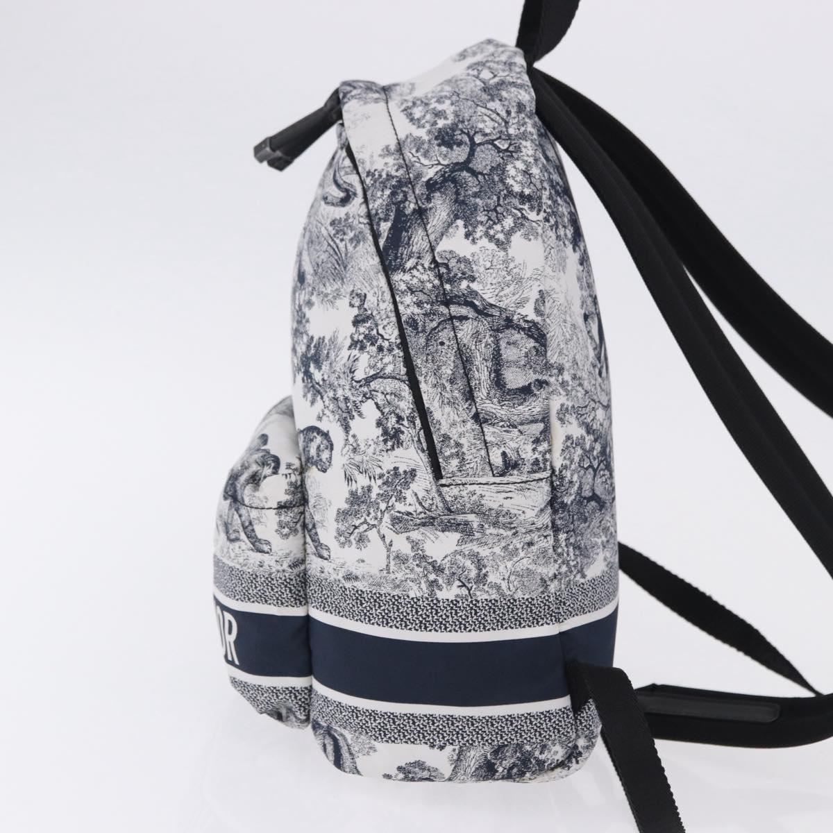 Christian Dior Toile de Jouy Backpack Nylon Navy White Auth ka5416M