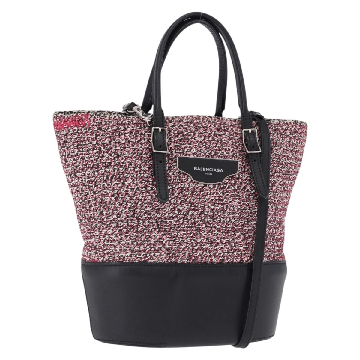 BALENCIAGA Hand Bag Canvas 2way Red Black 410790 Auth ka5418V