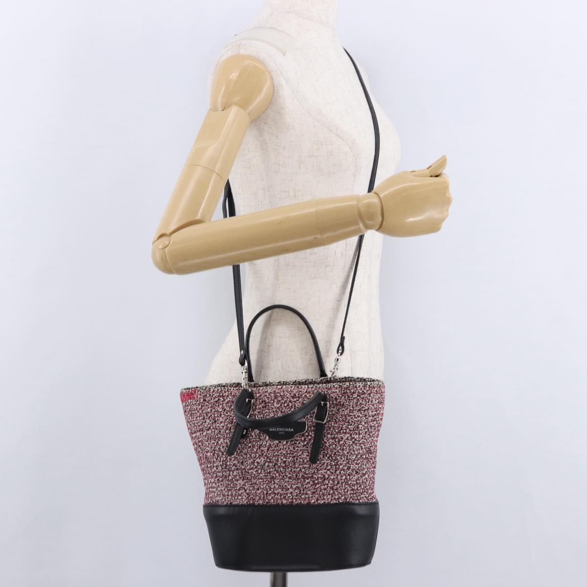 BALENCIAGA Hand Bag Canvas 2way Red Black 410790 Auth ka5418V