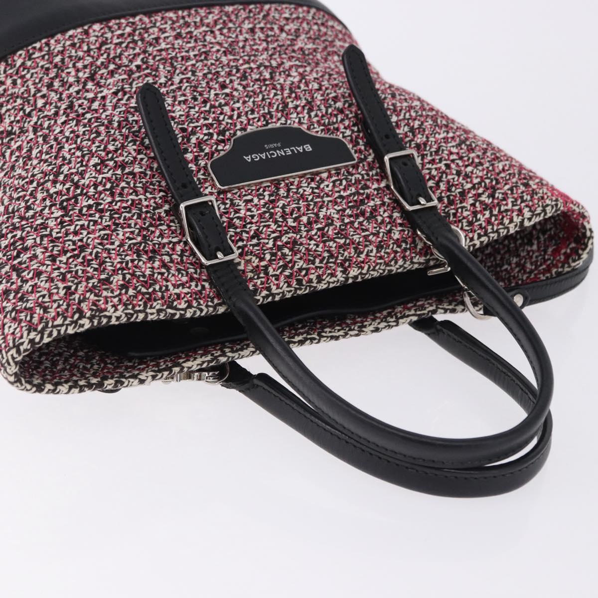 BALENCIAGA Hand Bag Canvas 2way Red Black 410790 Auth ka5418V