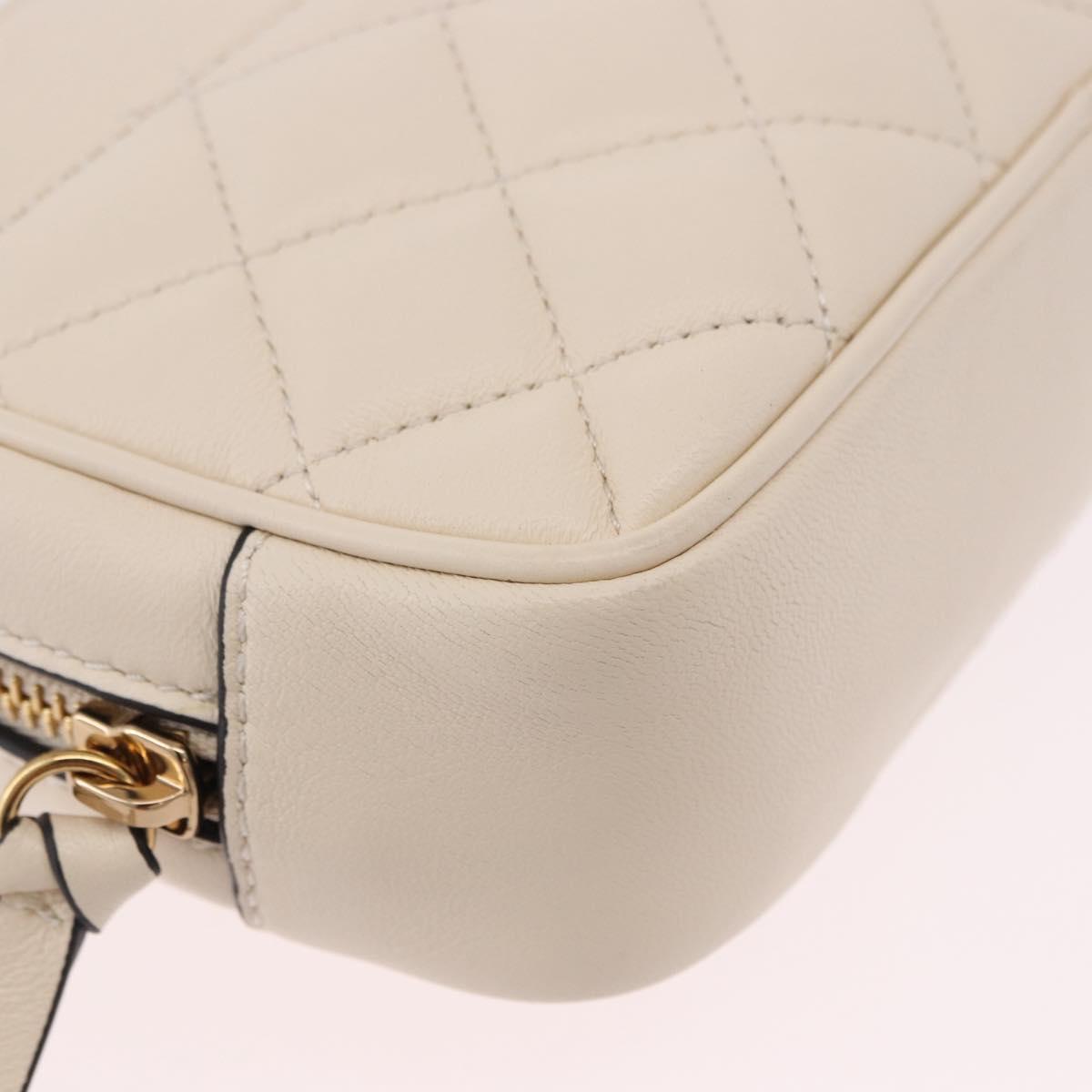 VERSACE Chain Shoulder Bag Leather Ivory Gold Tone Auth ka5420V