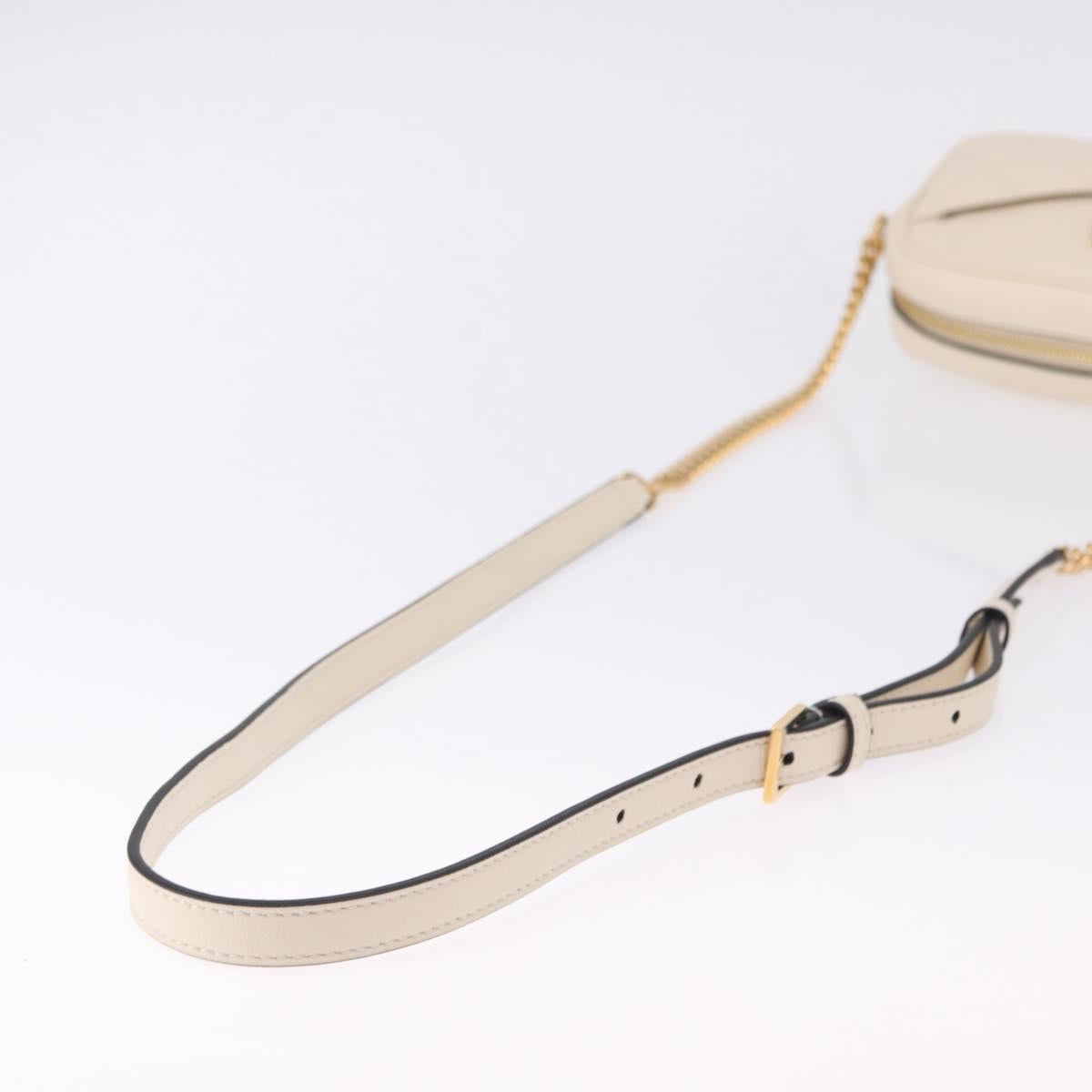 VERSACE Chain Shoulder Bag Leather Ivory Gold Tone Auth ka5420V