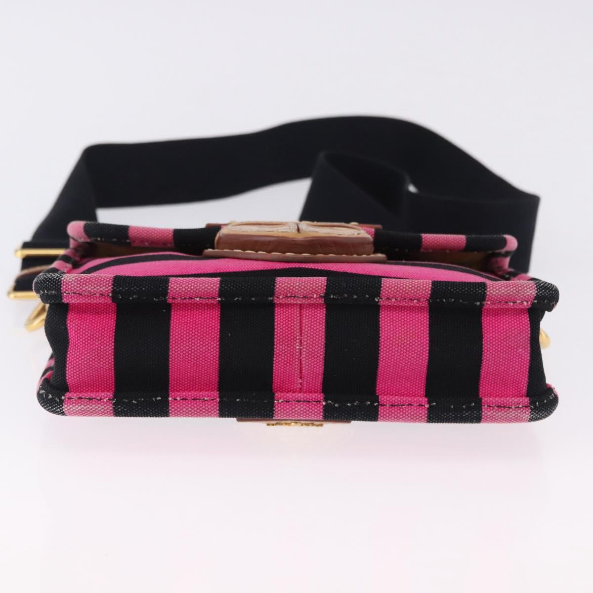 PRADA Shoulder Bag Canvas Pink Black Auth ka5421