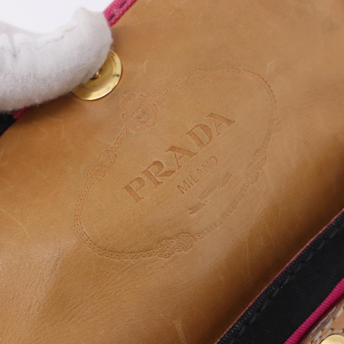 PRADA Shoulder Bag Canvas Pink Black Auth ka5421