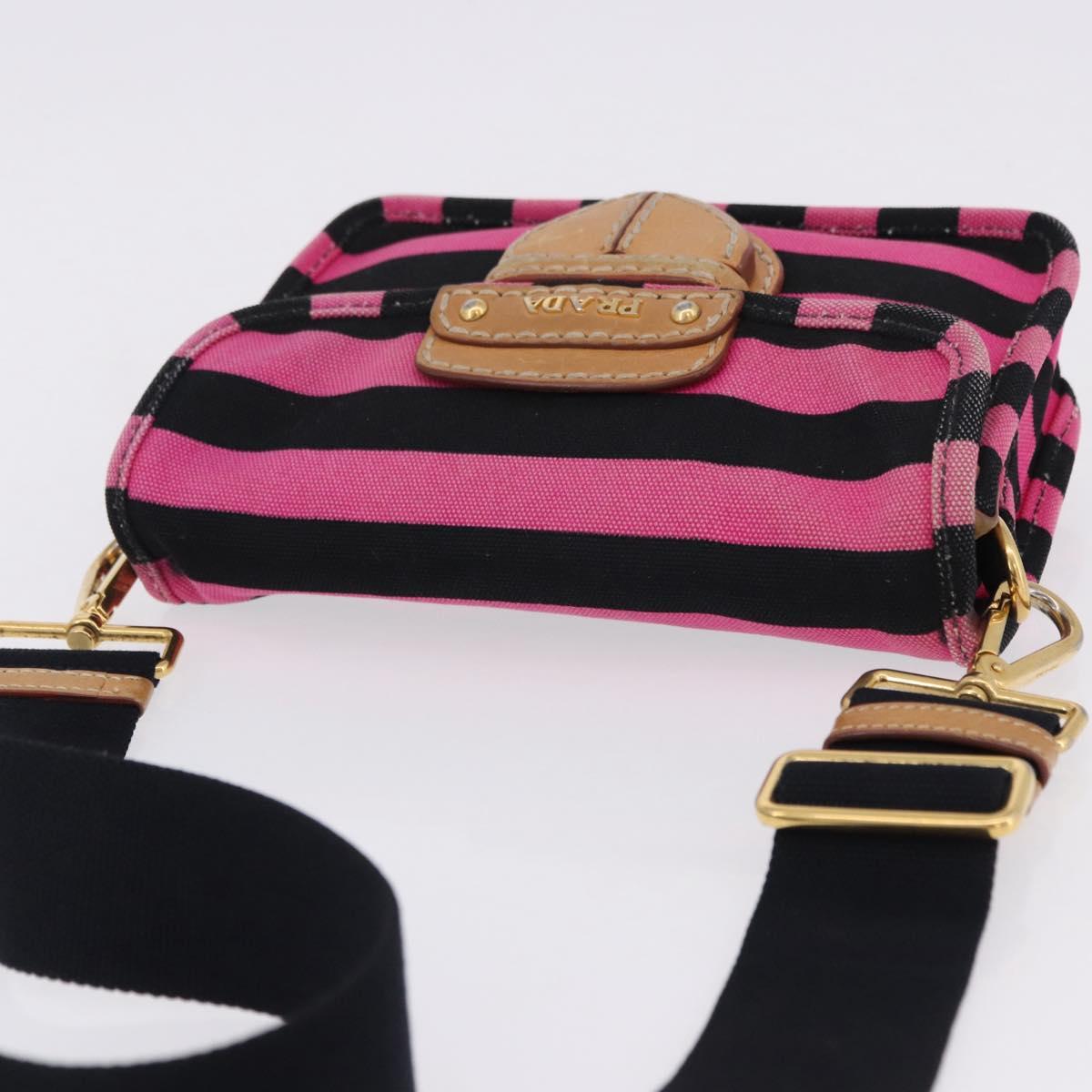 PRADA Shoulder Bag Canvas Pink Black Auth ka5421