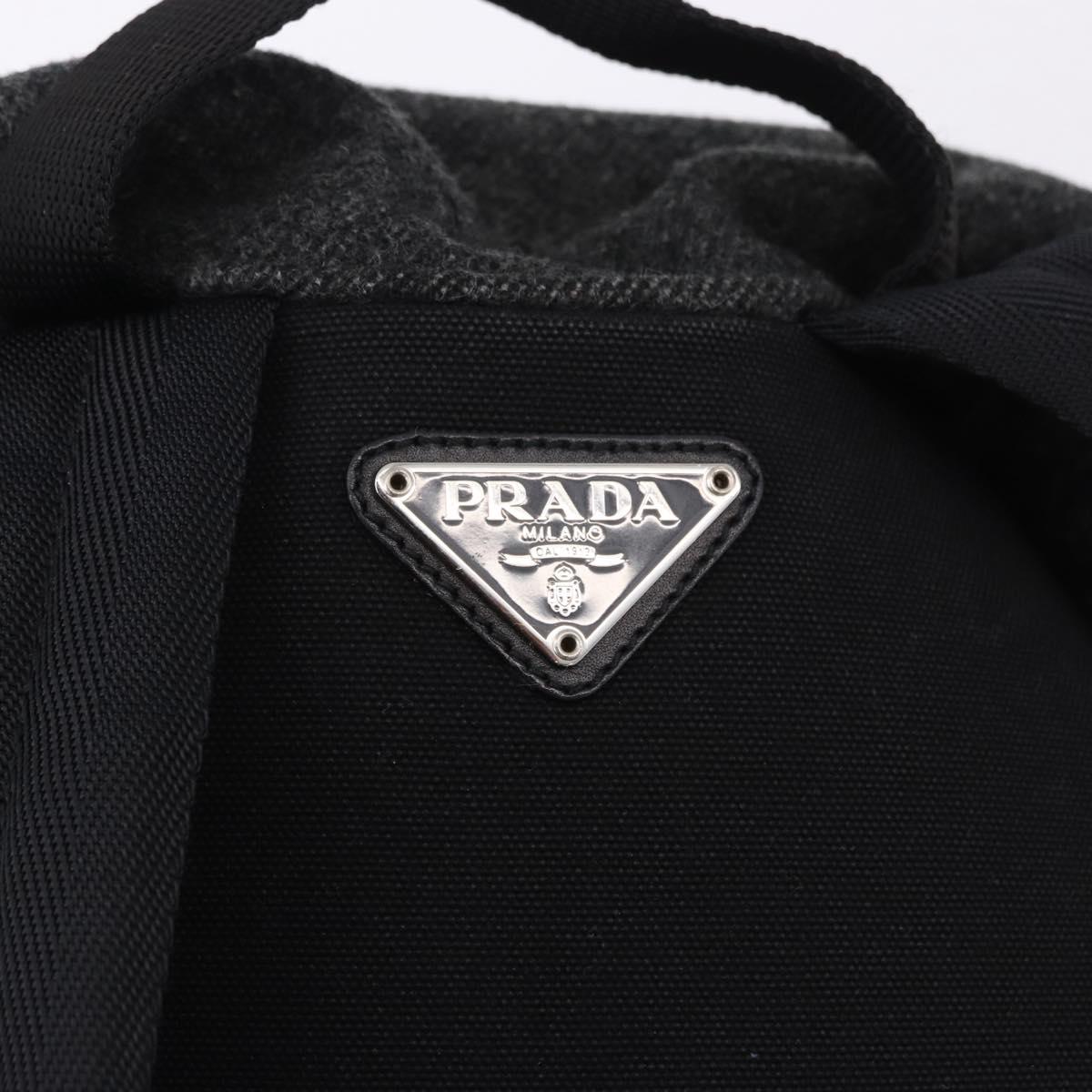 PRADA Backpack Wool Gray Silver Auth ka5422V