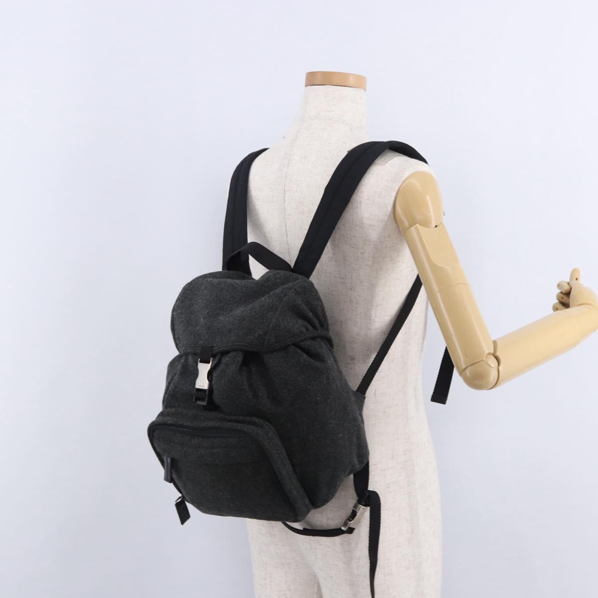 PRADA Backpack Wool Gray Silver Auth ka5422V