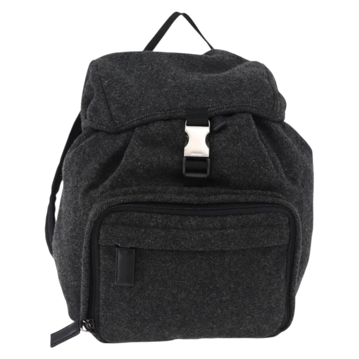 PRADA Backpack Wool Gray Silver Auth ka5422V