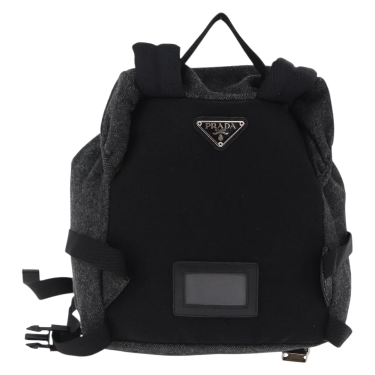 PRADA Backpack Wool Gray Silver Auth ka5422V