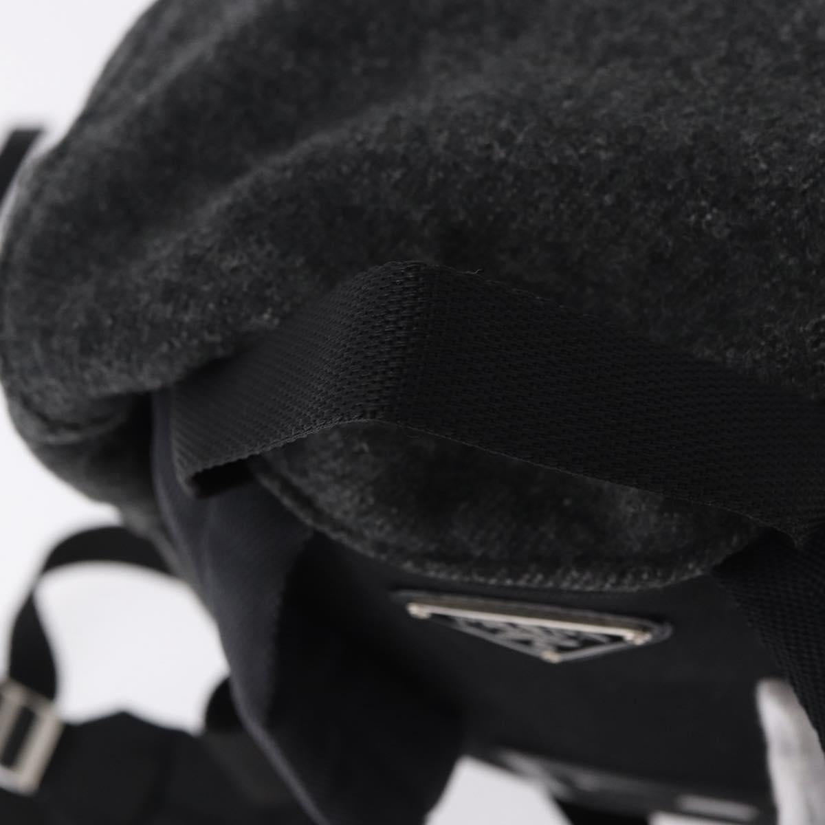PRADA Backpack Wool Gray Silver Auth ka5422V