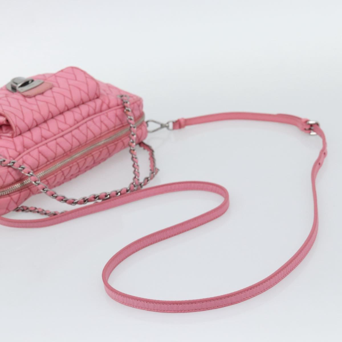 PRADA Chain Hand Bag Nylon 2way Pink Silver Auth ka5423A