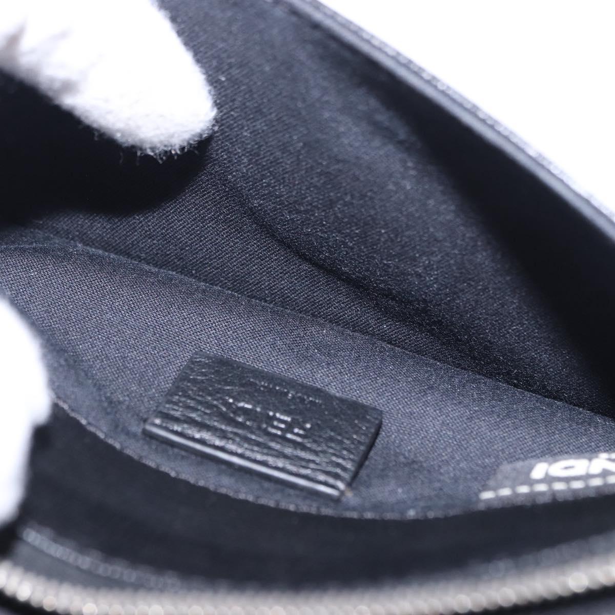 FENDI Karito Chain Shoulder Wallet Leather Black Silver 8M0346 Auth ka5424V