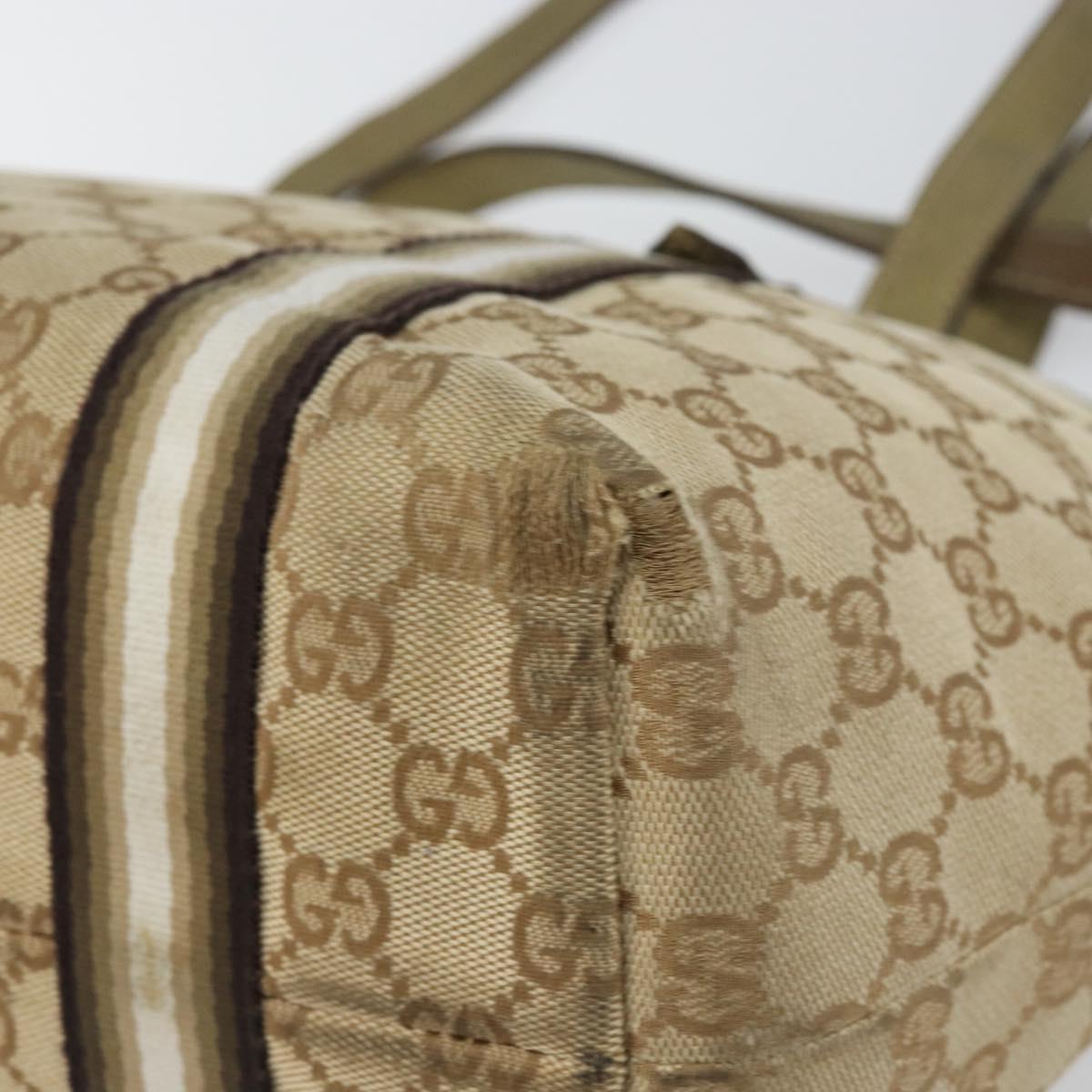 GUCCI GG Canvas Sherry Line Tote Bag Beige Gold 137396 Auth ka543