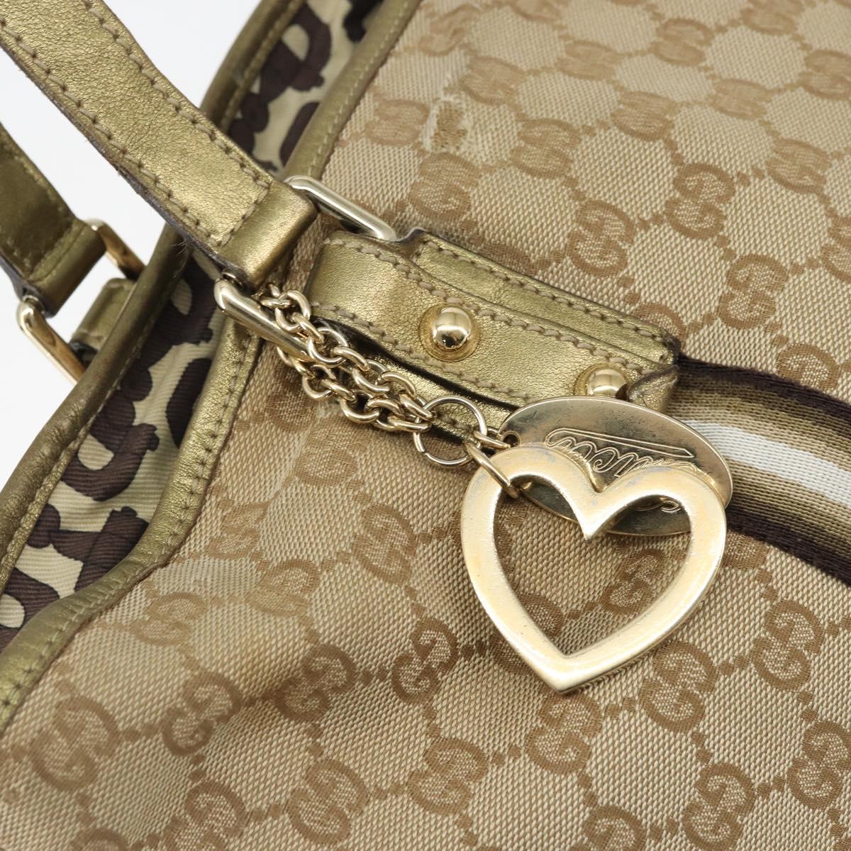 GUCCI GG Canvas Sherry Line Tote Bag Beige Gold 137396 Auth ka543