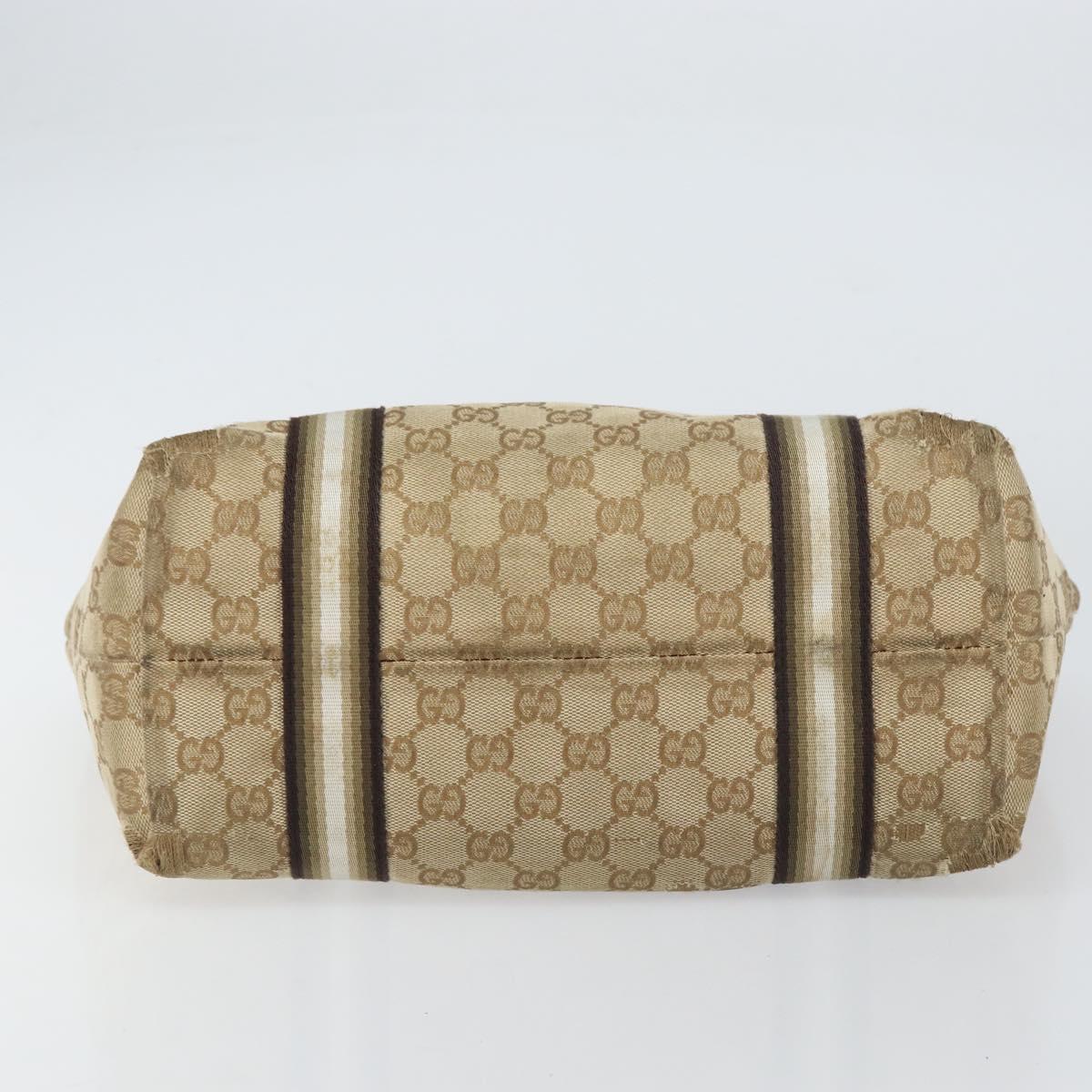 GUCCI GG Canvas Sherry Line Tote Bag Beige Gold 137396 Auth ka543