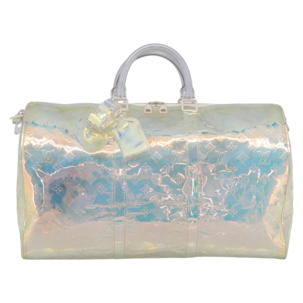 LOUIS VUITTON Monogram Prism Keepall Bandouliere 50 Clear M53271 LV Auth ka5430M