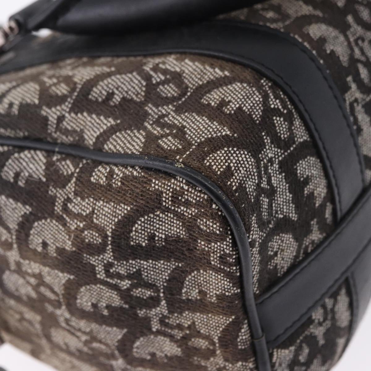 Christian Dior Trotter Canvas Hand Bag Black Silver Auth ka5434A