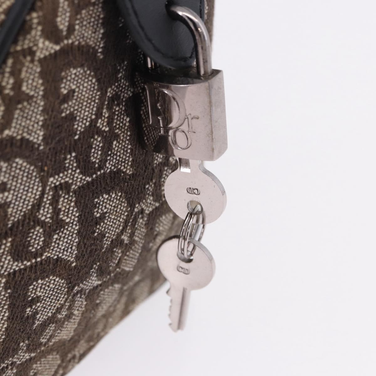 Christian Dior Trotter Canvas Hand Bag Black Silver Auth ka5434A