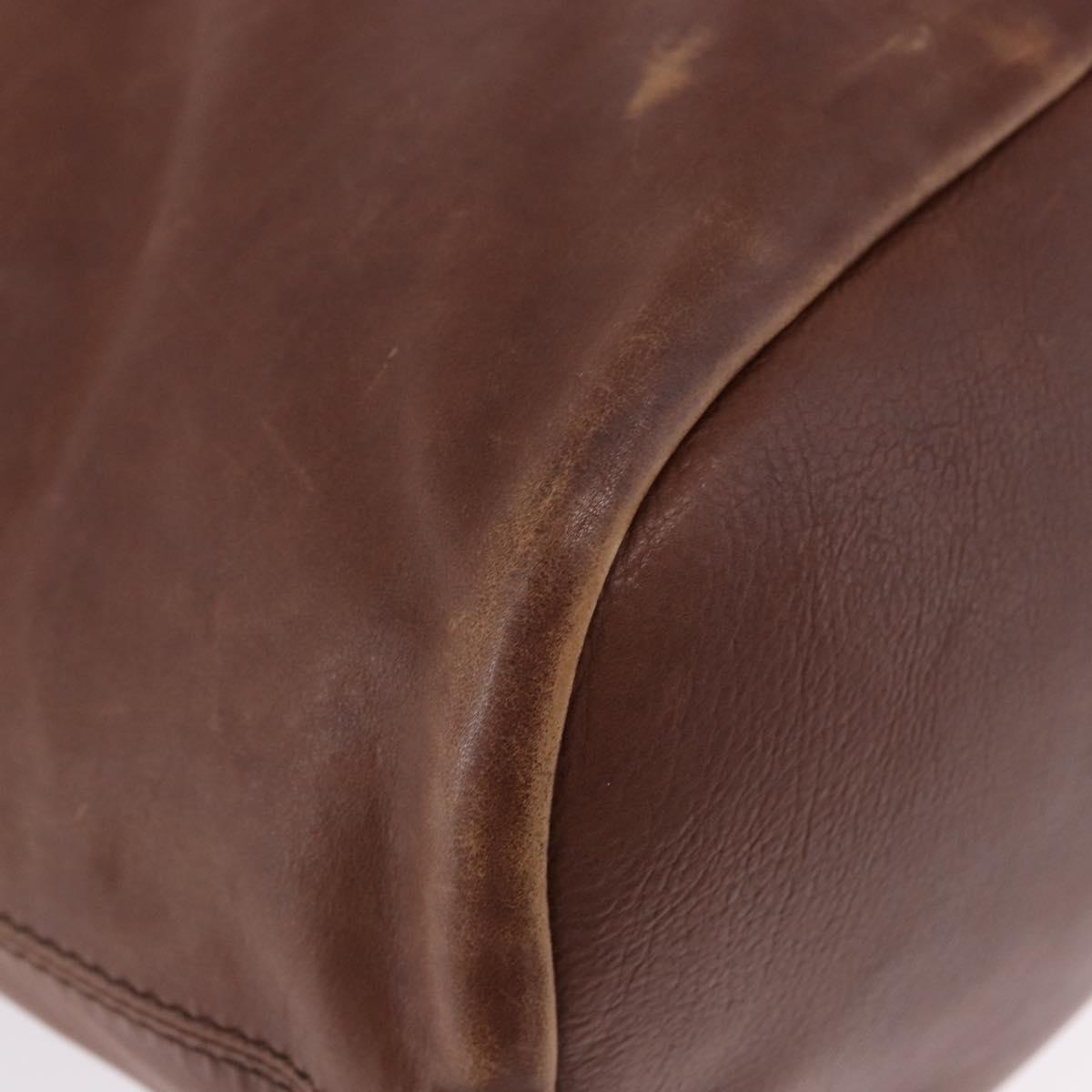 GIVENCHY Hand Bag Leather 2way Brown Gold Tone Auth ka5437