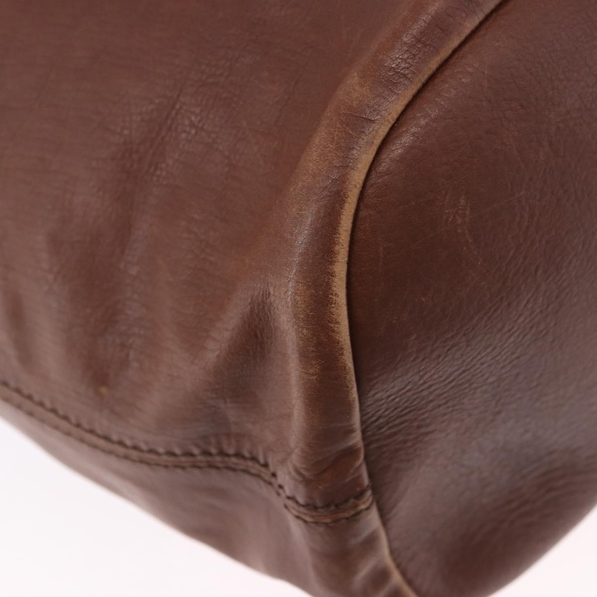 GIVENCHY Hand Bag Leather 2way Brown Gold Tone Auth ka5437