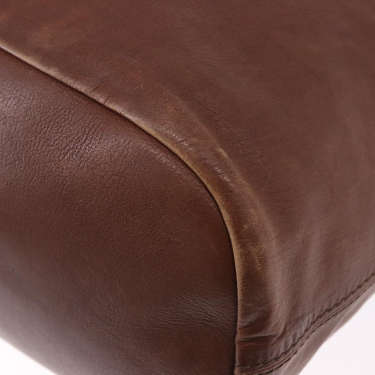 GIVENCHY Hand Bag Leather 2way Brown Gold Tone Auth ka5437