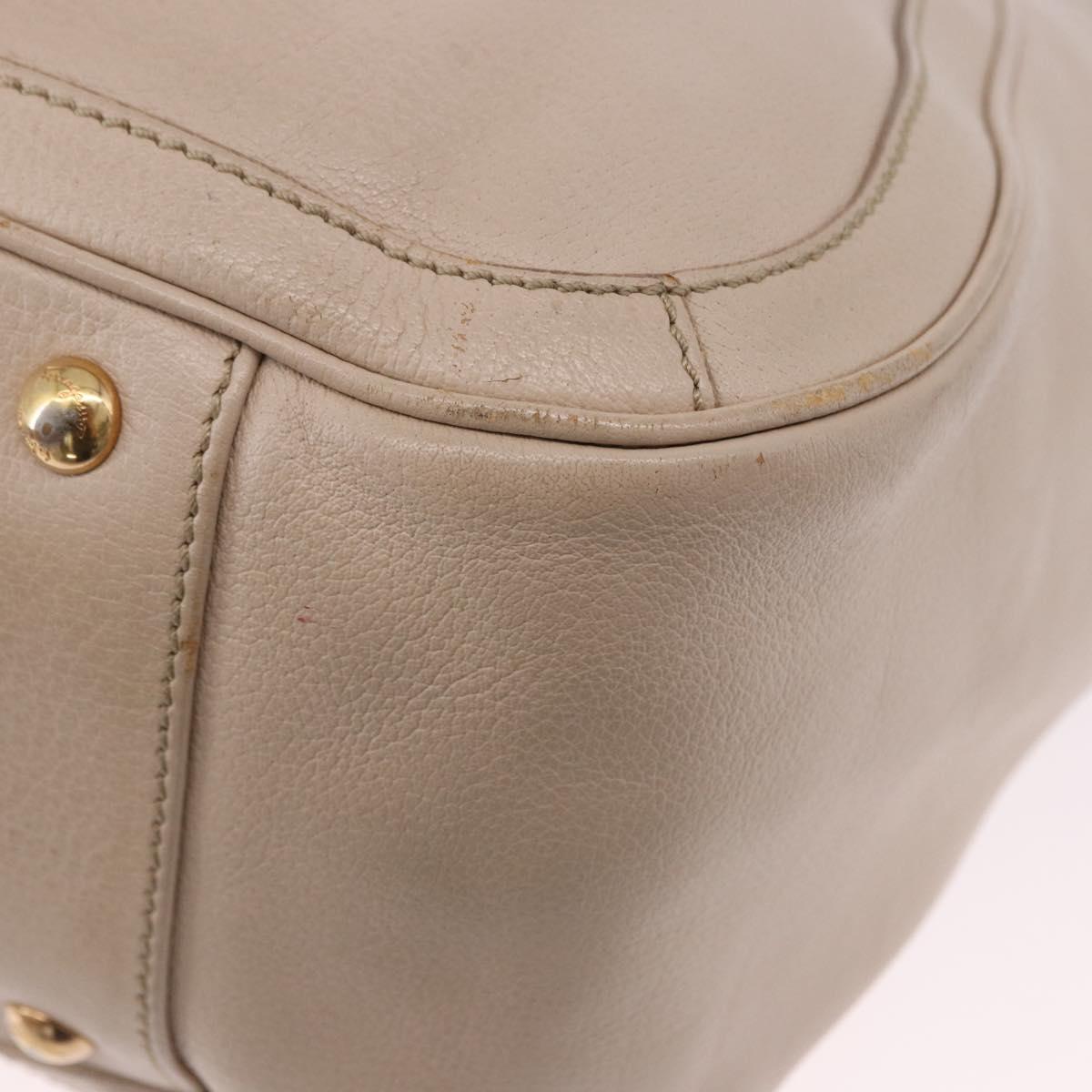 Salvatore Ferragamo Gancini Hand Bag Leather Beige Gold Tone Auth ka5439