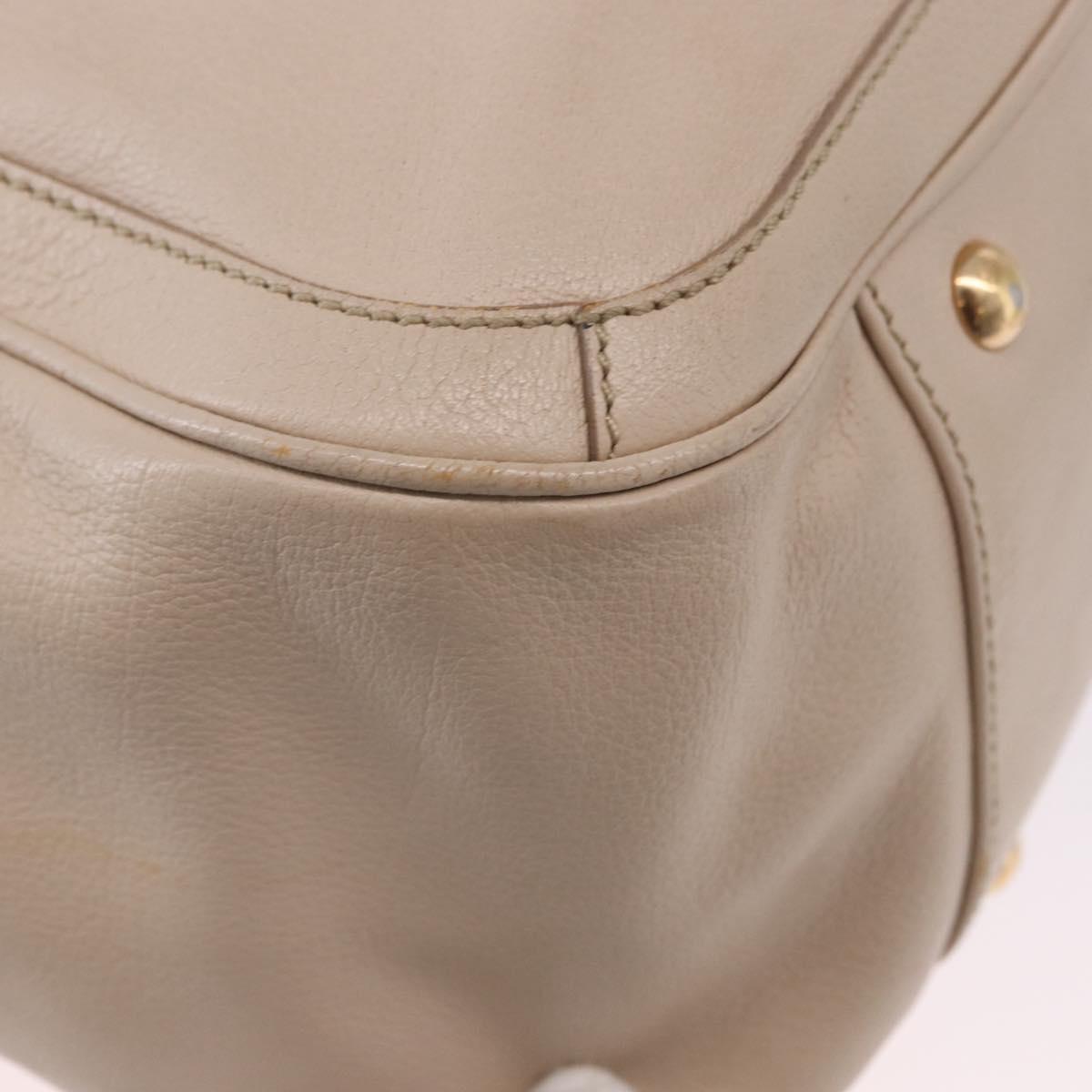 Salvatore Ferragamo Gancini Hand Bag Leather Beige Gold Tone Auth ka5439