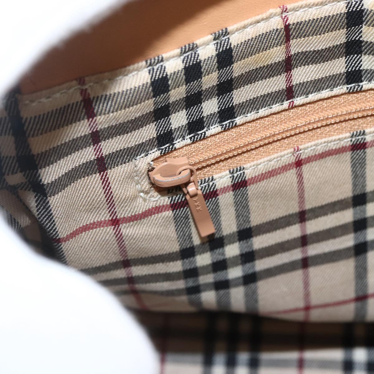 BURBERRY Hand Bag Leather Beige Gold Auth ka544