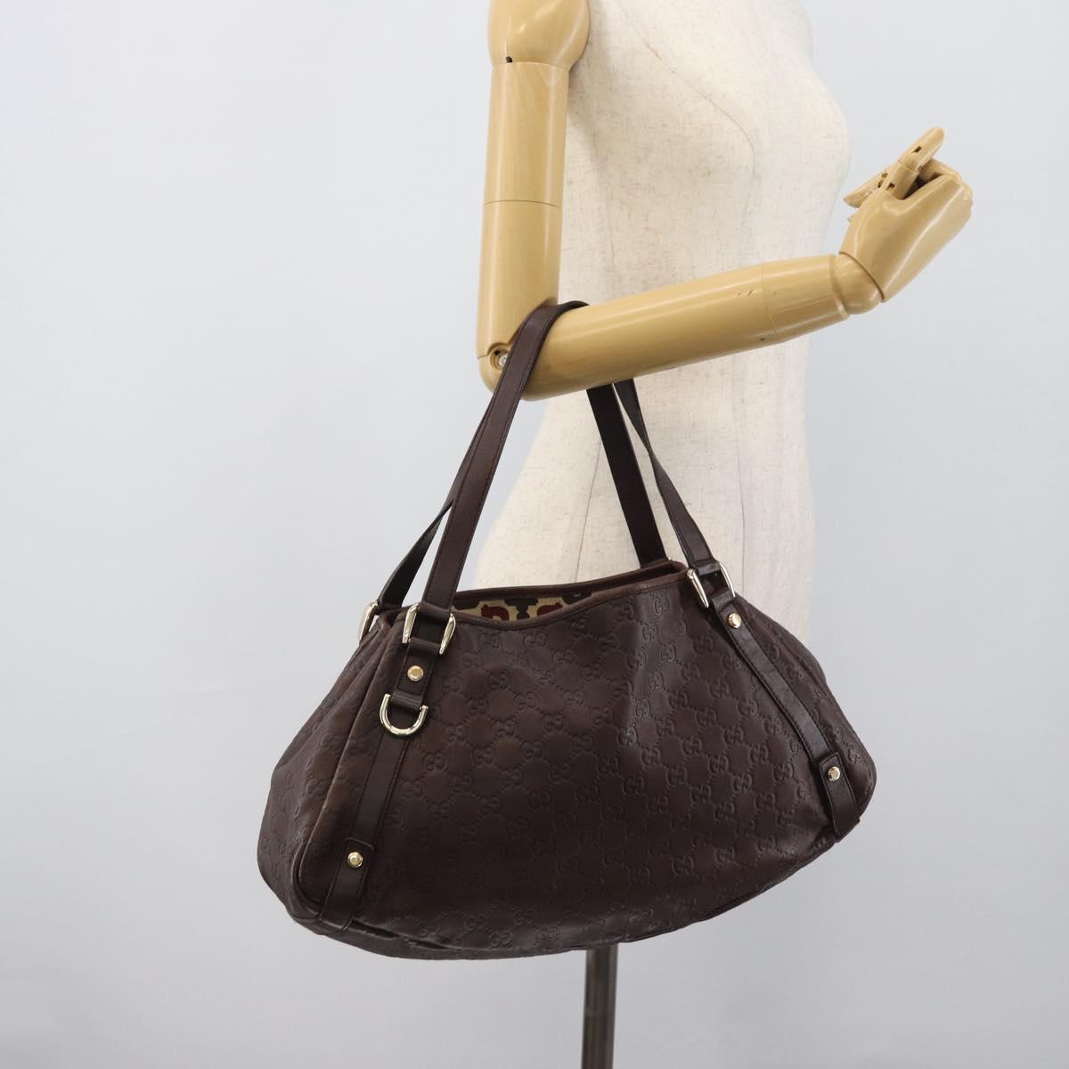 GUCCI GuccissimaGG Tote Bag Leather Brown Gold Tone 130736 Auth ka5440A