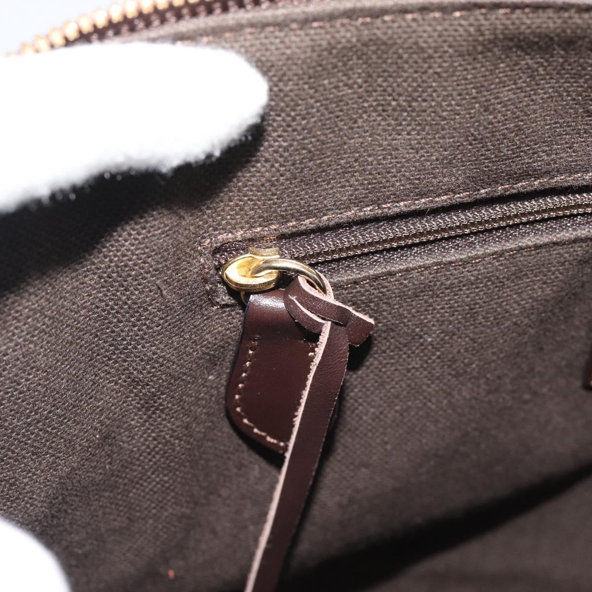 BURBERRY Nova Check Hand Bag PVC Leather Beige Gold Tone Auth ka5443V