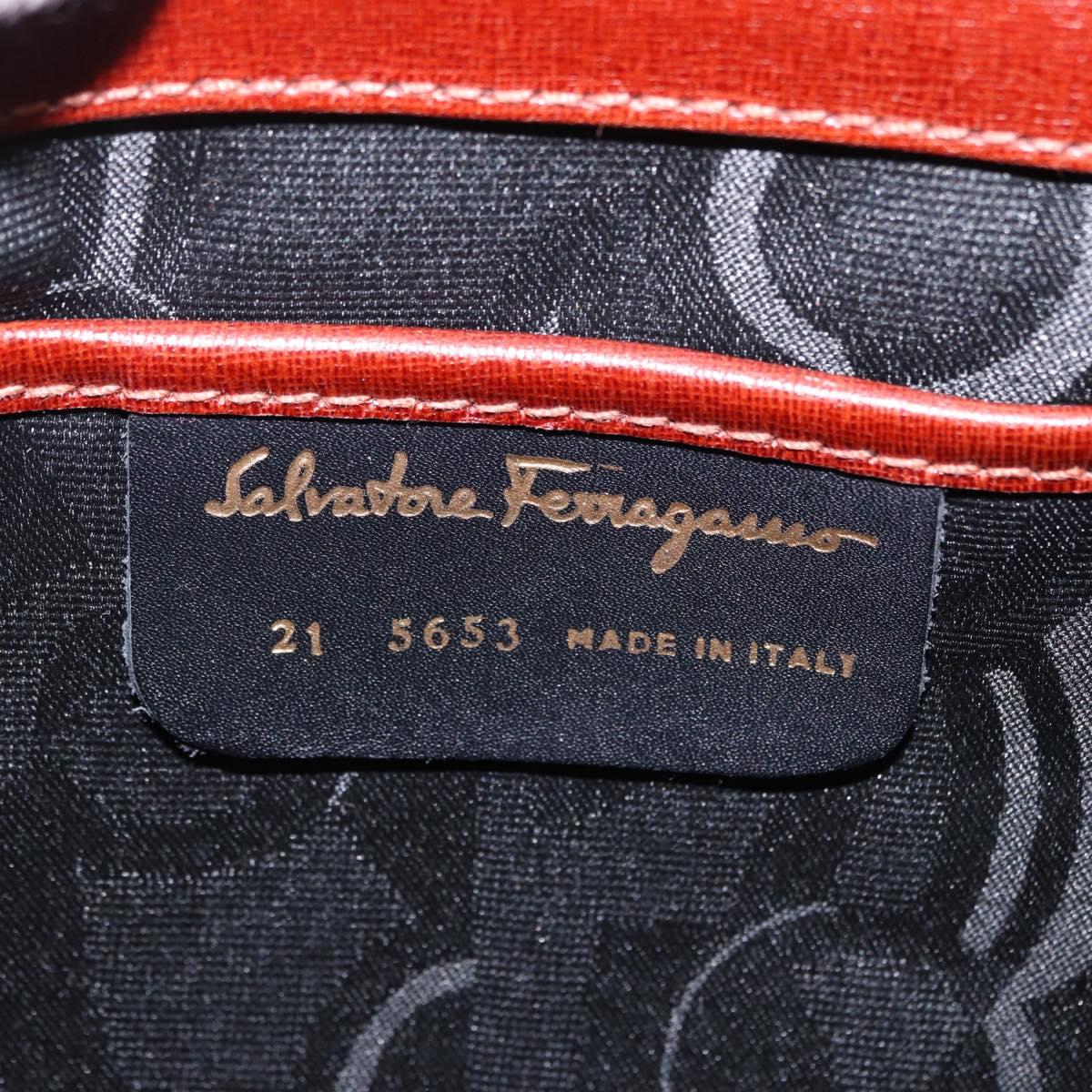 Salvatore Ferragamo Hand Bag Leather 2way Brown Gold Tone Auth ka5445A