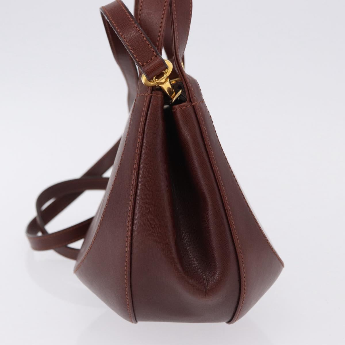 Salvatore Ferragamo Hand Bag Leather 2way Brown Gold Tone Auth ka5445A