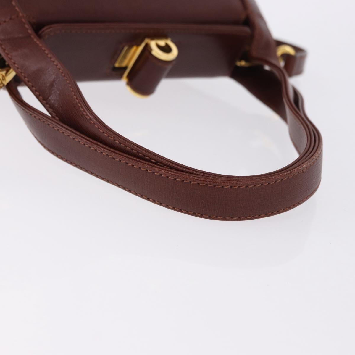 Salvatore Ferragamo Hand Bag Leather 2way Brown Gold Tone Auth ka5445A