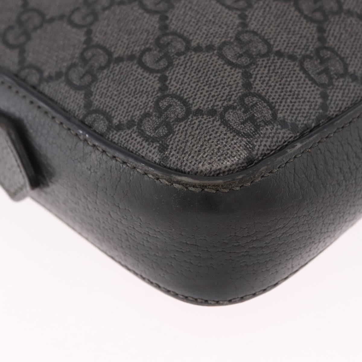 GUCCI GG Supreme Shoulder Bag PVC Leather Gray Silver 699439 Auth ka5448A