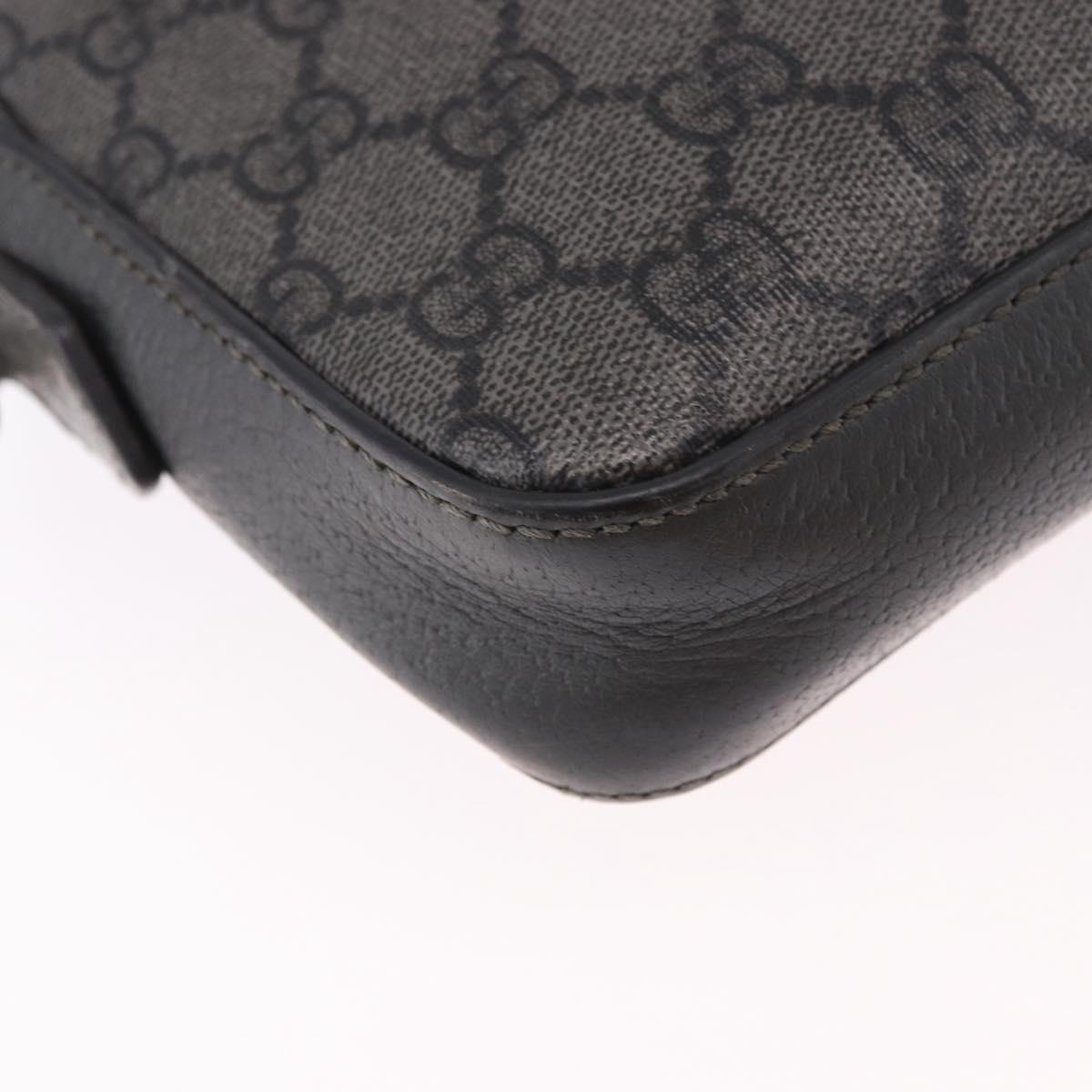 GUCCI GG Supreme Shoulder Bag PVC Leather Gray Silver 699439 Auth ka5448A