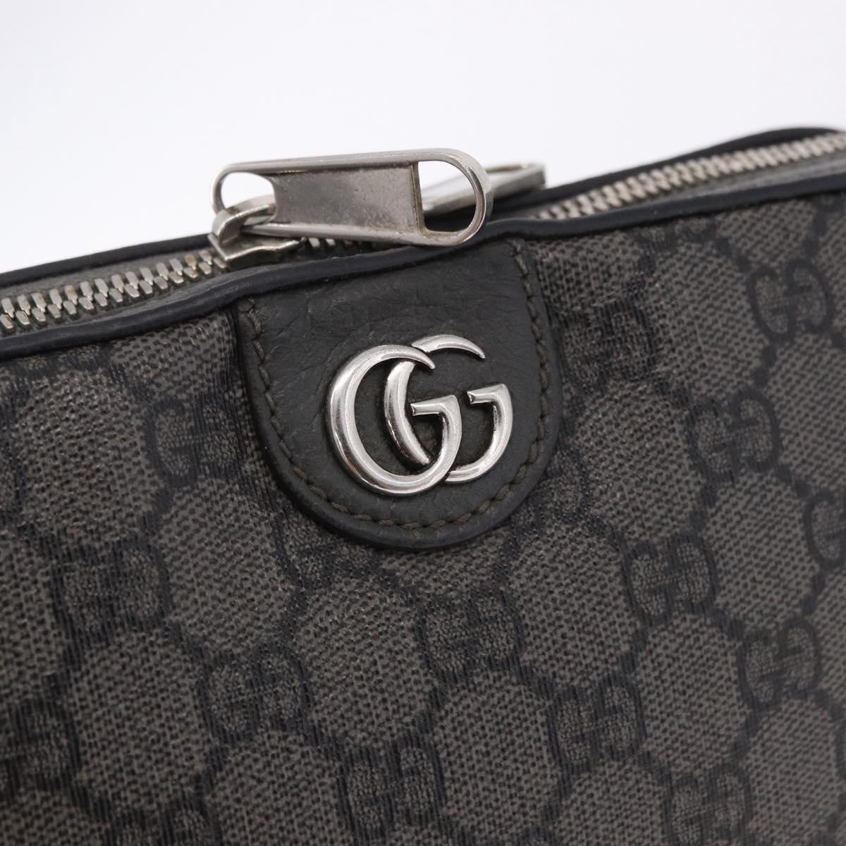 GUCCI GG Supreme Shoulder Bag PVC Leather Gray Silver 699439 Auth ka5448A