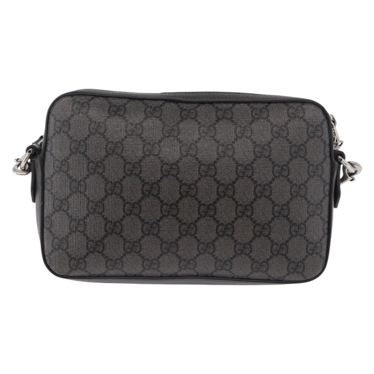 GUCCI GG Supreme Shoulder Bag PVC Leather Gray Silver 699439 Auth ka5448A