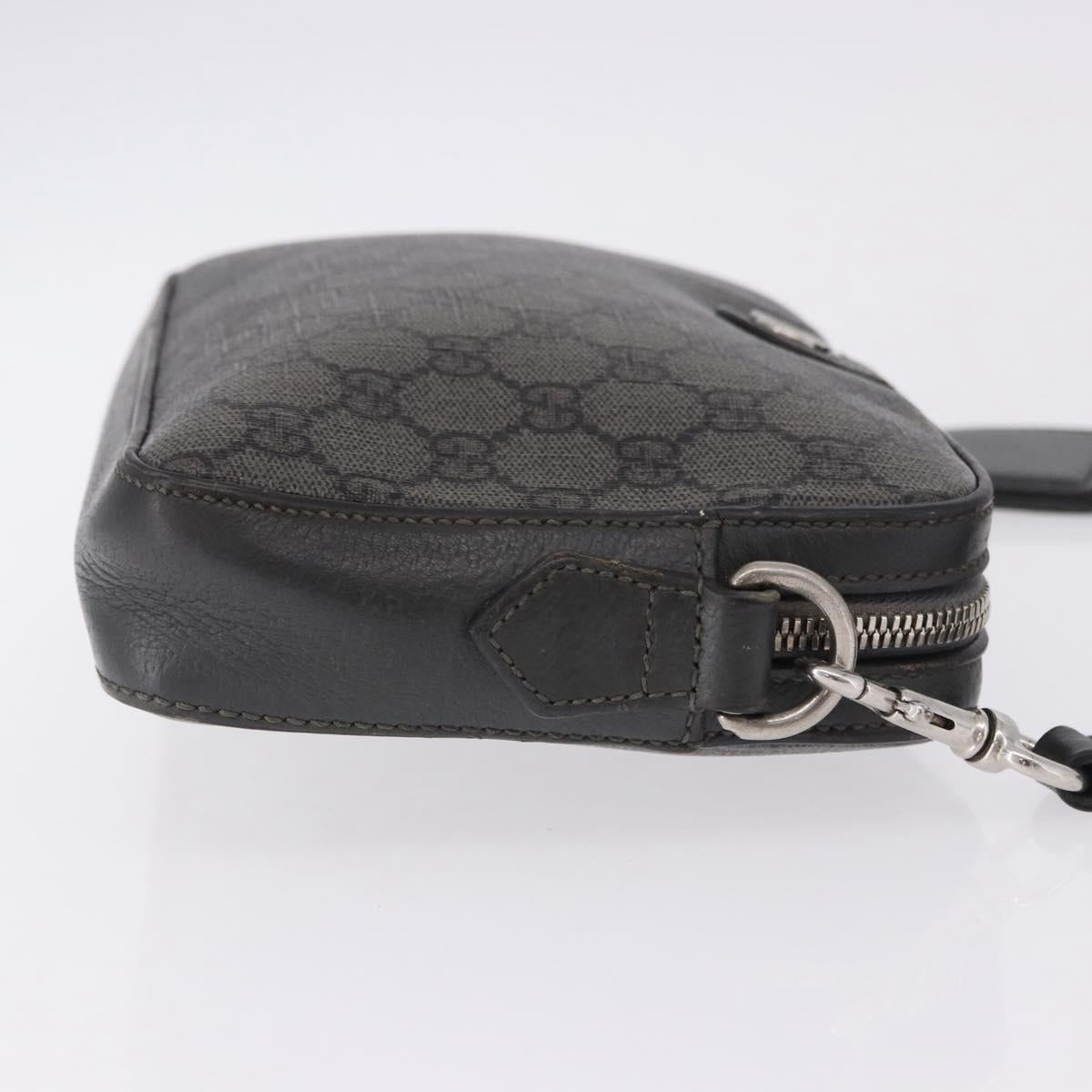 GUCCI GG Supreme Shoulder Bag PVC Leather Gray Silver 699439 Auth ka5448A