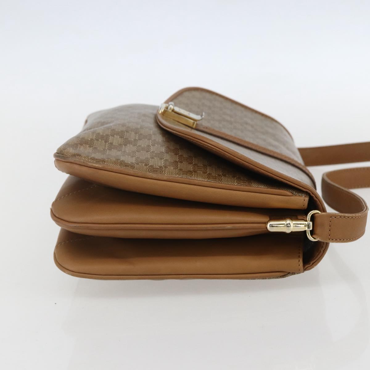 CELINE Macadam Canvas Shoulder Bag PVC Beige Gold Auth ka545