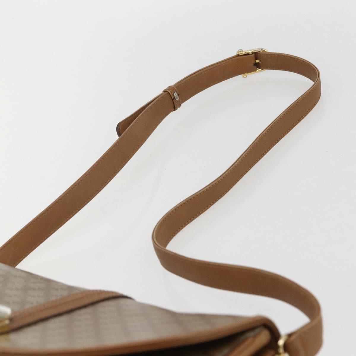 CELINE Macadam Canvas Shoulder Bag PVC Beige Gold Auth ka545