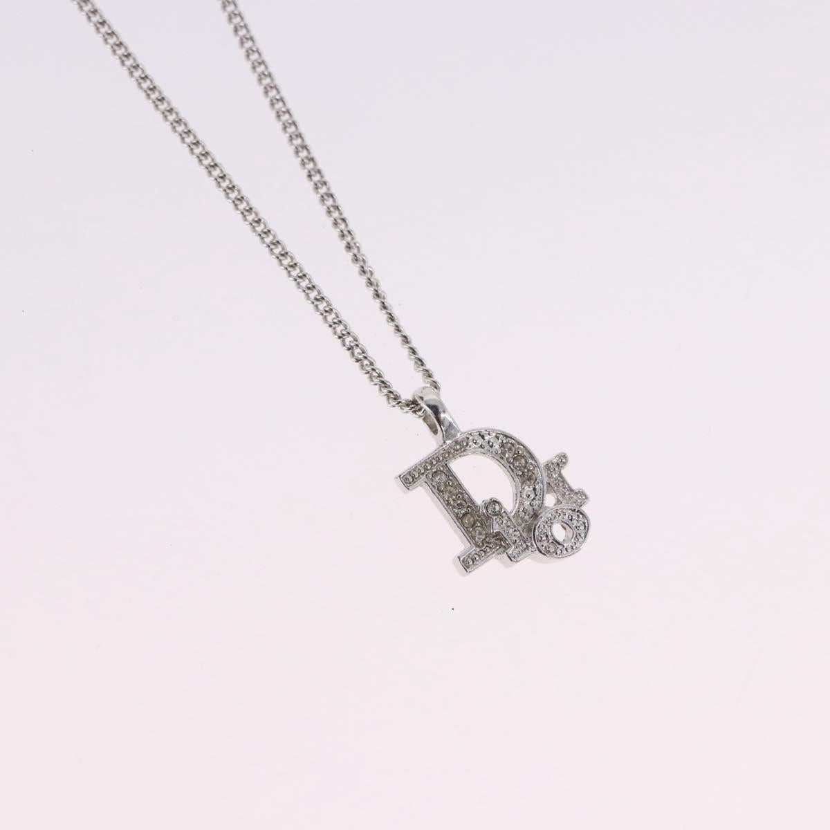 Christian Dior Necklace Metal Silver Auth ka5450