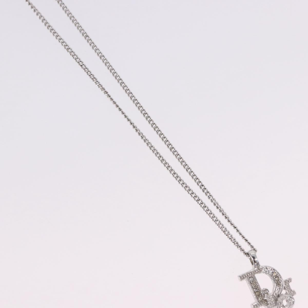 Christian Dior Necklace Metal Silver Auth ka5450