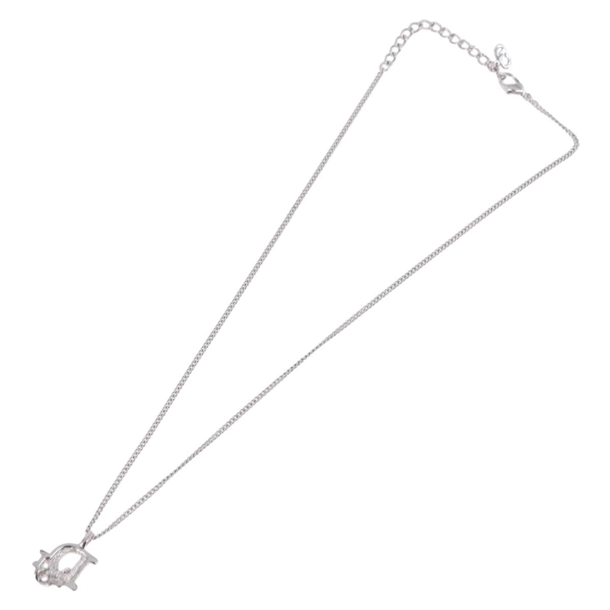 Christian Dior Necklace Metal Silver Auth ka5450