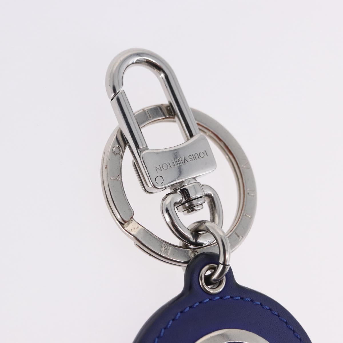 LOUIS VUITTON Porte Cles LV Padded Circle Metal Blue Silver M00744 Auth ka5451