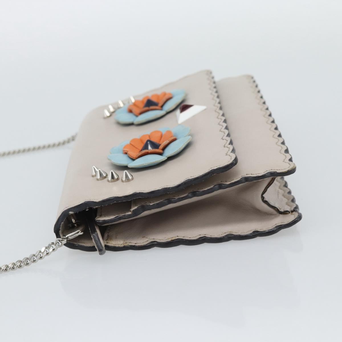 FENDI Chain Shoulder Wallet Leather Pink Silver 8M0346 Auth ka5456A