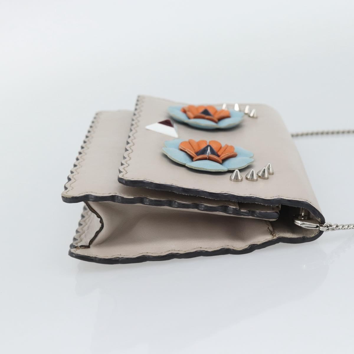 FENDI Chain Shoulder Wallet Leather Pink Silver 8M0346 Auth ka5456A