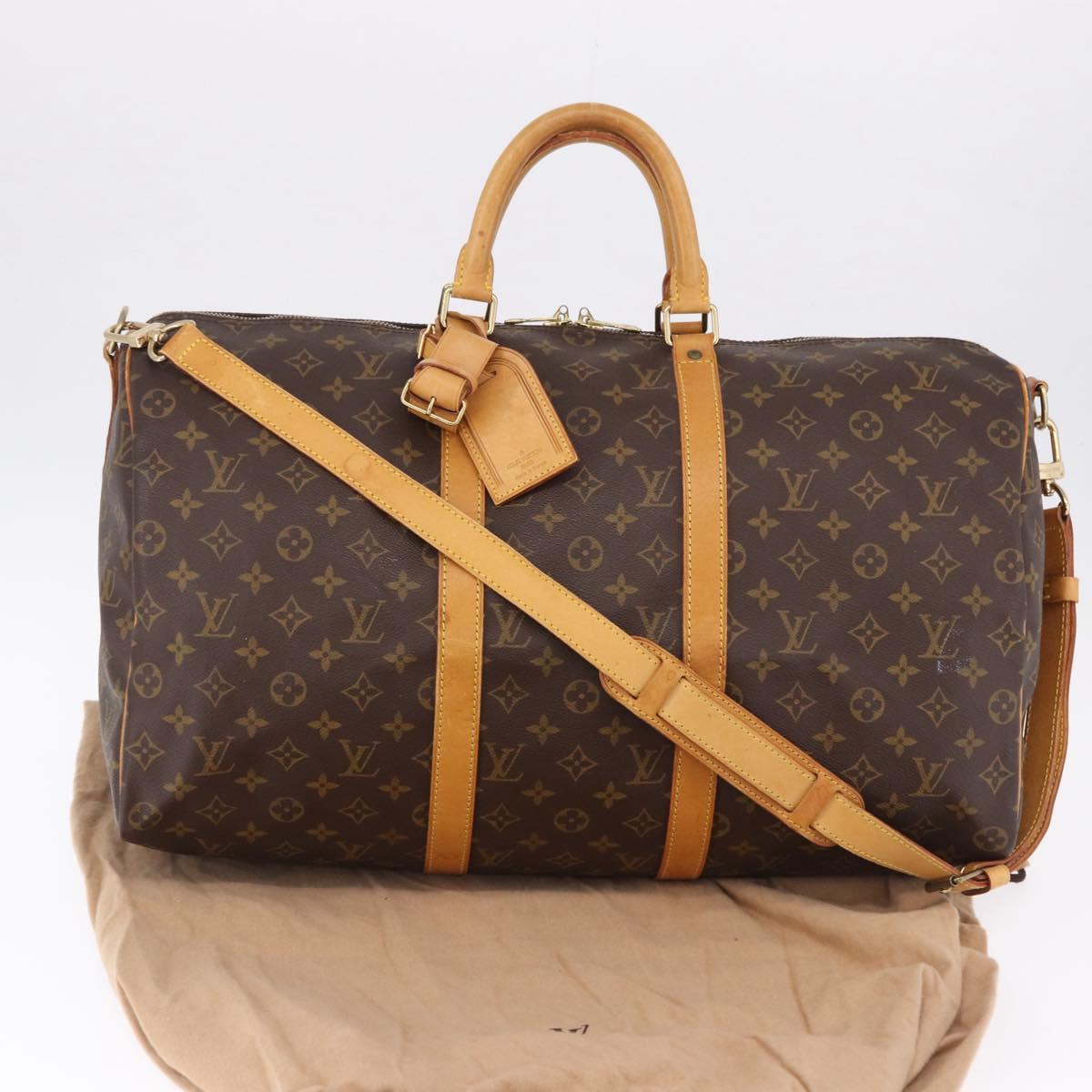 LOUIS VUITTON Monogram Keepall Bandouliere 50 Boston Bag M41416 LV Auth ka5457A