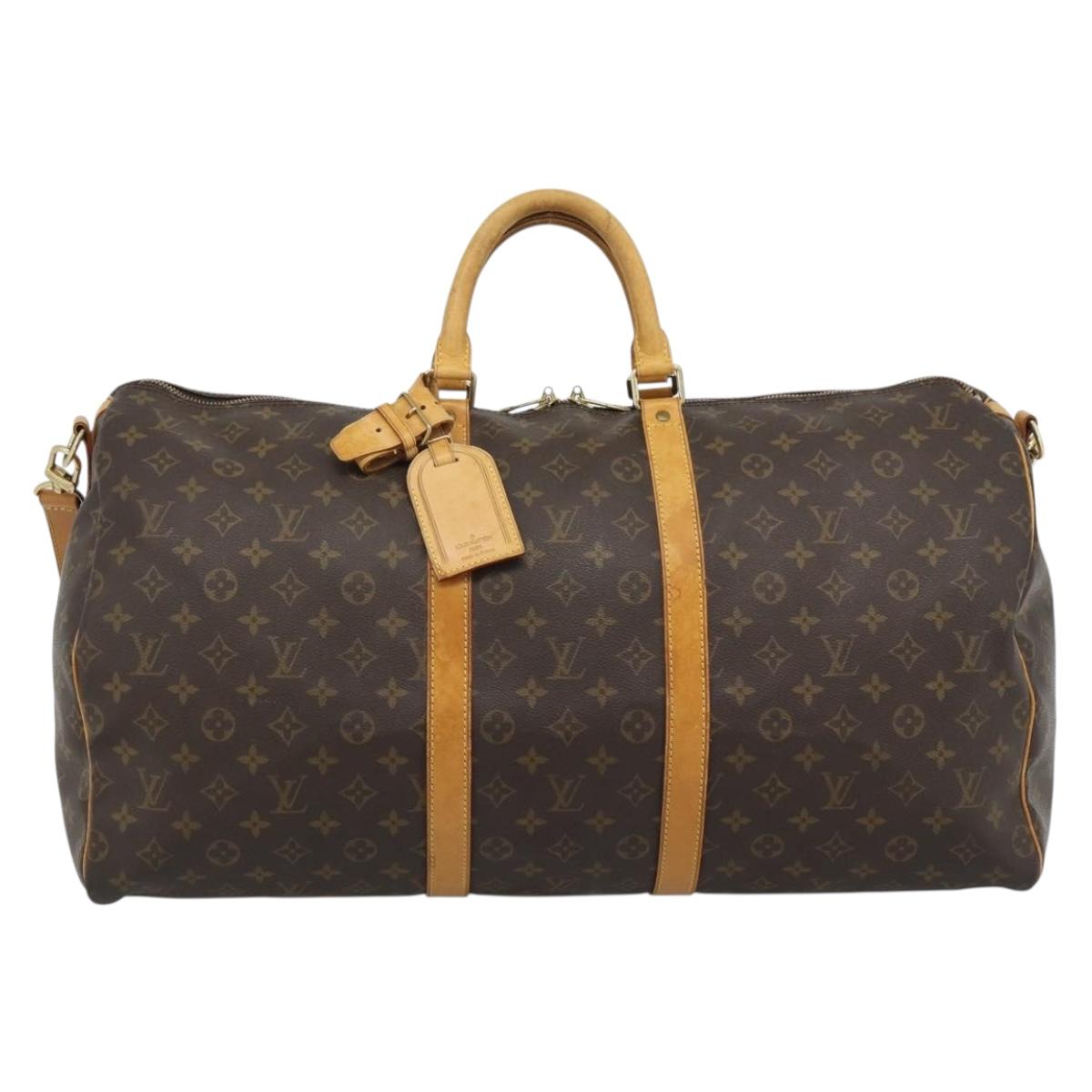 LOUIS VUITTON Monogram Keepall Bandouliere 55 Boston Bag M41414 LV Auth ka5458