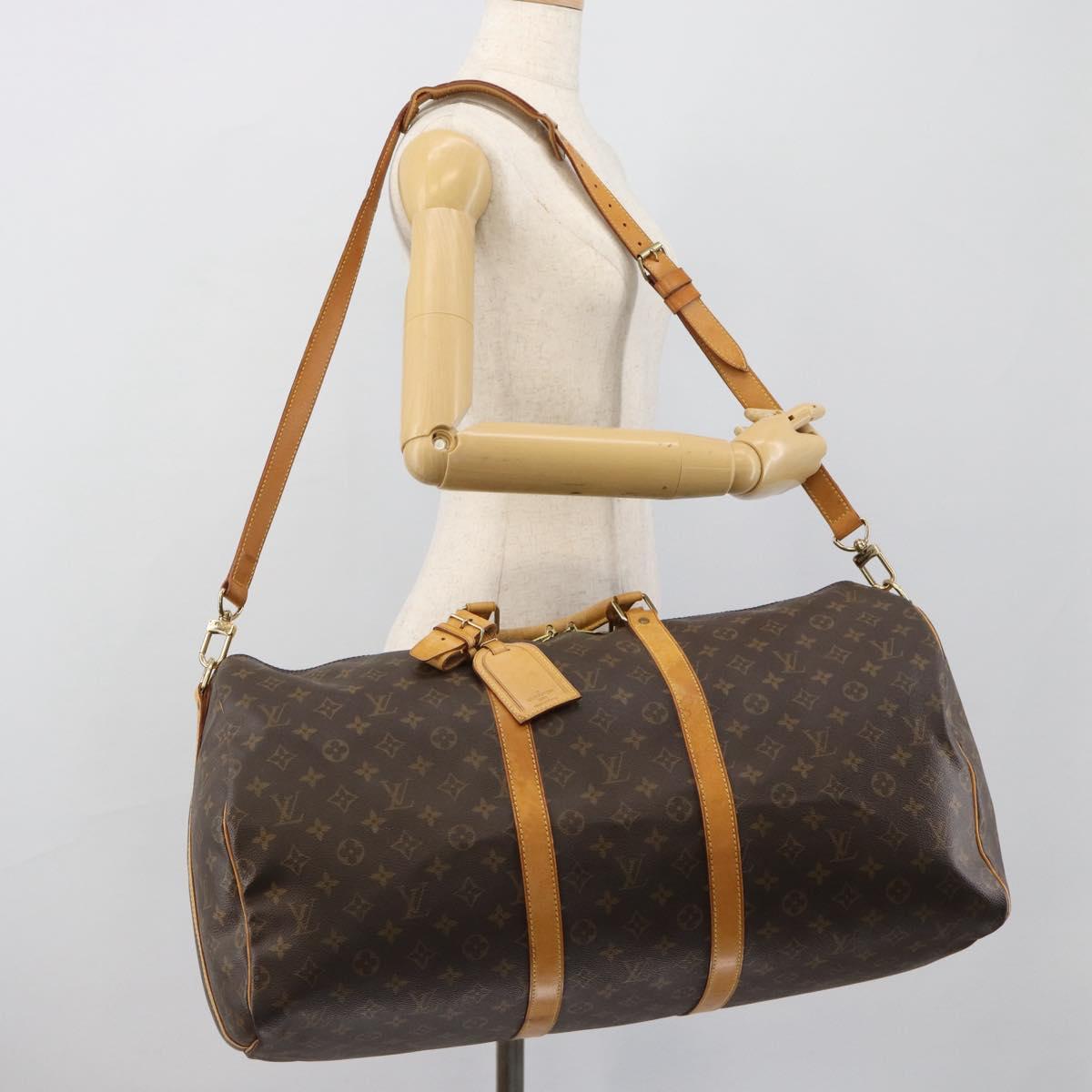 LOUIS VUITTON Monogram Keepall Bandouliere 55 Boston Bag M41414 LV Auth ka5458