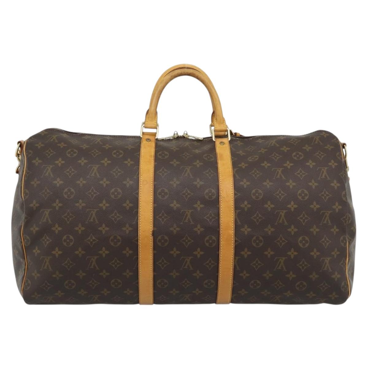 LOUIS VUITTON Monogram Keepall Bandouliere 55 Boston Bag M41414 LV Auth ka5458